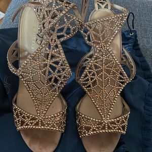 Sergio Rossi Suede Rhinestone Heels Size 39.5